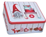 Geschenkdose Tonttu Wichtel aus Blech, viereckig, groß